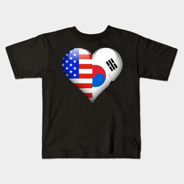 Half American Half South Korean - Gift for South Korean From South Korea Kids T-Shirt by Country Flags